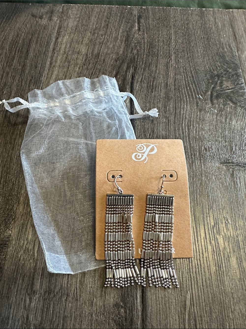 Plunder Beaded Fringe Drop Earrings - Silver-Tone